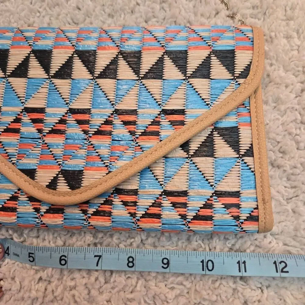 NWT Natasha Couture Woven Straw Clutch with chain Handle Nordstrom